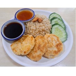 ข้าวกล้องแฮมเบิร์กสองใจ(คลีน) Brown rice & Chicken Hamburg with 2 Spacial Sauce.