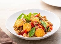 เต้าหู้ไข่ผัดกะเพรา(กับข้าว)