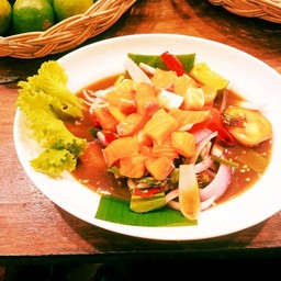 ยำเศษซาม่อน ไม่ใส่ปลาร้า