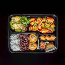 เซต B ข้าวผัดเปรี้ยวหวานหมูปั้นทอด