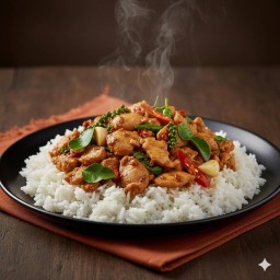 ข้าวราดผัดพริกขี้หนูใบมะกรูด