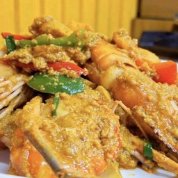 กุ้งนางกลางผัดผงกระหรี่(กุ้ง4ตัว)