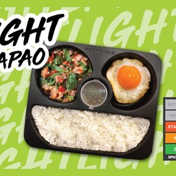 Light - ข้าวกะเพราเบค่อนรมควันไร้มัน+ไข่ดาวเป็ดลาวา