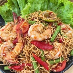 ตำมาม่าหมูยอ+กุ้งสุก