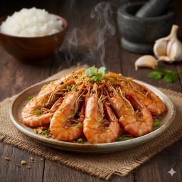 กุ้งขาวใหญ่ผัดกระเทียม