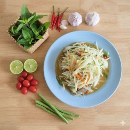 ตำกุ้งสด/กุ้งสุก