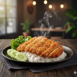 ข้าวอกไก่ทอดราดซอสเทอริยากิ