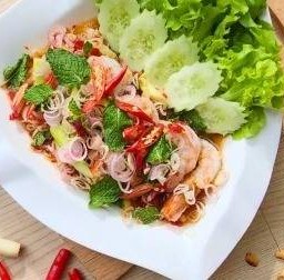 ยำตะไคร้กุ้งสด