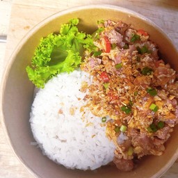 ข้าวไข่แหนมโบราณคั่วกะทะ