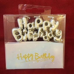 เทียนวันเกิด HAPPY BIRTH DAY สีเงิน