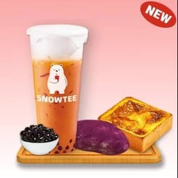 ชาไทยไข่มุกฟองนม + ขนมปัง 2 ชิ้น (สุ่ม)