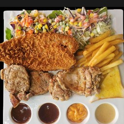 ปลาดอลลี่ทอด หมูพริกไทยดำ ไก่พริกไทยดำ