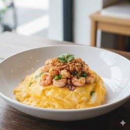 ข้าวหน้าไข่กุ้งสับผัดกระเทียม