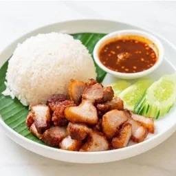 ข้าวเหนียวหมูทอด