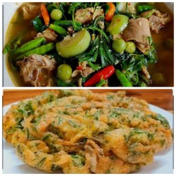 [เซตสุดฮิต] ข้าวไข่ชะอมทอด + แกงแคผักรวม(รสจัด)