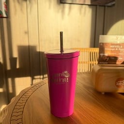 แก้วคาเฟ่ ไทบ้าน สีชมพูเข้ม