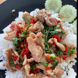 กระเพราหมูชิ้น