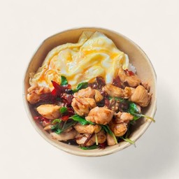 กระเพราไก่+ไข่ข้น