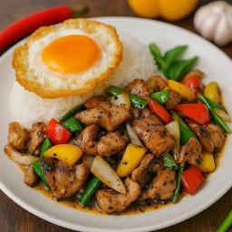 ข้าวราดผัดพริกไทยดำ