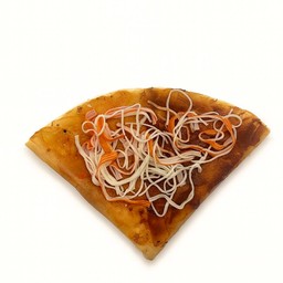 เครปร้อน พริกเผา + ซอสพิซซ่า + ปูอัด