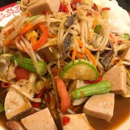 ตำปูปลาร้า+หมูยอ