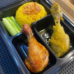 Duo น่องไก่ [ข้าวหมกน่องไก่ตุ๋น + น่องไก่บาร์บีคิว] - Duo set chicken biryani