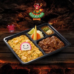 S26 GON BOX ข้าวกระเทียมเนื้อออสซี่หม่าล่า