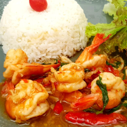 B.ข้าวกะเพรากุ้ง