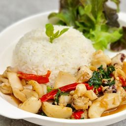 ข้าวกะเพราปลาหมึก.