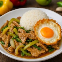 ข้าวราดผัดพริกหยวก