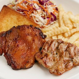 สเต๊กหมูสันคอทีเด็ด + สเต๊กสะโพกไก่สไปซี่