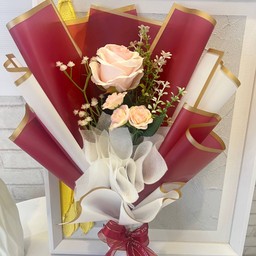 ช่อดอกกุหลาบสีชมพู (เหมือนจริง)