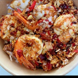 กุ้งคั่วพริกกระเทียม ( กับข้าว )