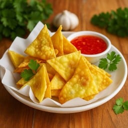 เกี๊ยวหมูทอด + น้ำจิ้มรสเด็ด