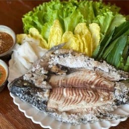 ปลากระพงทอดน้ำปลาคุณนก&ปลาเผา