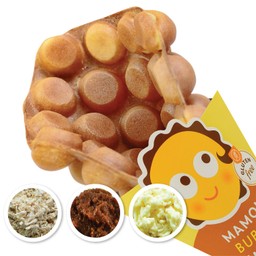 S6 วาฟเฟิลฮ่องกง (วานิลลา) + หมูหยอง + น้ำพริกเผา + มอสซาเรลลาชีส