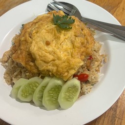 ไข่เจียวราดข้าว(ใส่ต้นหอม,หอมใหญ่)