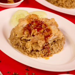 ข้าวมันไก่ทอดหม่าล่า  (ธรรมดา)