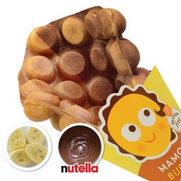 S5 วาฟเฟิลฮ่องกงทูโทน (วานิลลา&ช็อกโกแลต) + กล้วยหอม + นูเทลล่า