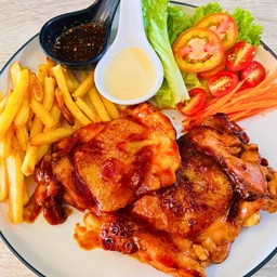 สเต็กไก่ย่างน้ำจิ้มแจ่ว