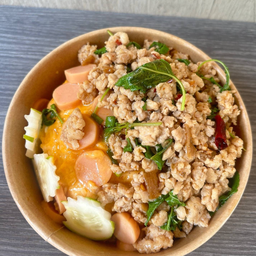 ข้าวกะเพรา+ไข่ข้น