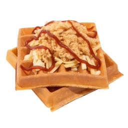 B6 วาฟเฟิลเนยสด (วานิลลา) + หมูหยอง + น้ำพริกเผา + มอสซาเรลลาชีส