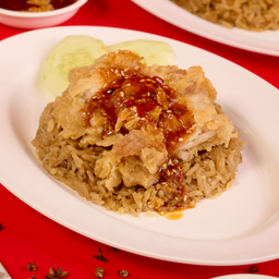 ข้าวมันไก่ทอดหม่าล่า (พิเศษ)