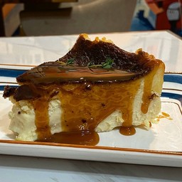 Homemade Burnt Cheese cake with salted caramel sauce