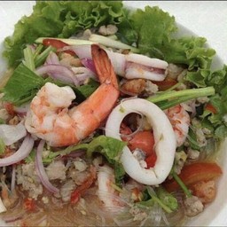 ยำวุ้นเส้นหมูสับ+กุ้งหมึก