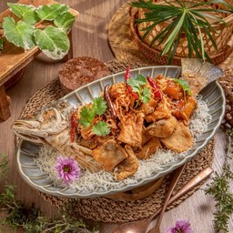 ปลากระพงทอดซอสมะขาม