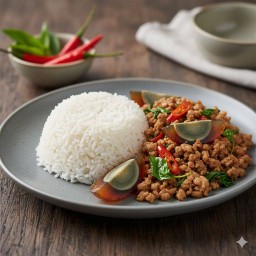 ข้าวกระเพราไข่เยี่ยวม้า