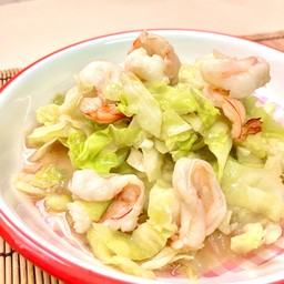 ผัดกะหล่ำปลี กุ้ง/หมู