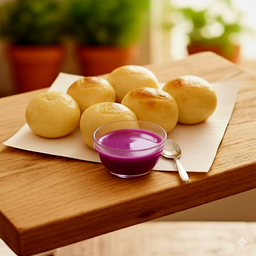 ปังลูกชิ้นจิ้มเผือกหอม