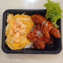 ข้าวน่องไก่เกาหลี+ไข่ข้นกุ้ง